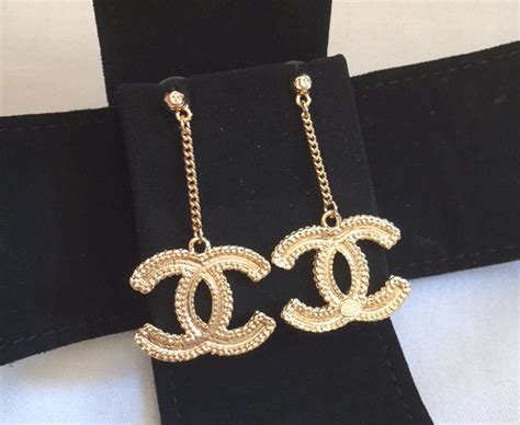 chanel long earrings|chanel symbol earrings.